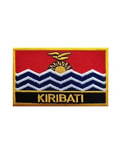 Uijokdef 1 PCS Kiribati Flag Patches Iron On or Sew On Embroidered Tactical Military National Kiribati Patch - 1