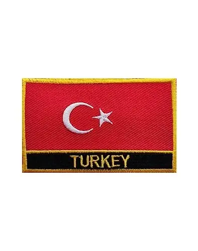 Uijokdef 1 PCS Turkey Flag Patches Iron On or Sew On Embroidered Tactical Military National Turkey Patch - 1