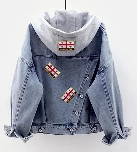 Uijokdef 1 dona Gruziya bayrog'i yamalari dazmollanadi yoki tikiladi kashtachilik taktik harbiy milliy Gruziya yamog'i - 3