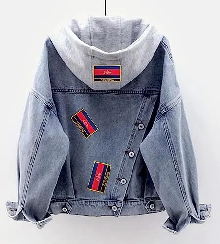 Uijokdef 1 dona Kambodja bayrog'i yamoqlari dazmollanadi yoki tikiladi kashtado'zlik taktik harbiy milliy Kambodja yamog'i - 3