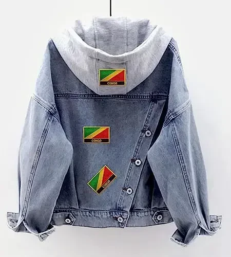 Uijokdef 1 PCS Congo Flag Patches Iron On or Sew On Embroidered Tactical Military National Congo Patch - 3