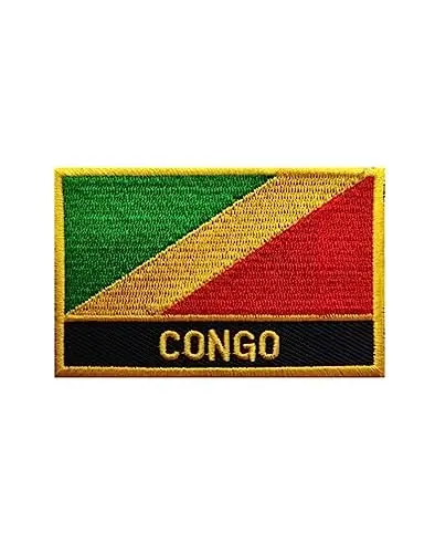 Uijokdef 1 PCS Congo Flag Patches Iron On or Sew On Embroidered Tactical Military National Congo Patch - UIJOKDEF