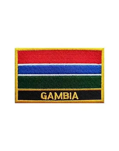 Uijokdef 1 PCS Gambia Flag Patches Iron On or Sew On Embroidered Tactical Military National Gambia Patch - 1