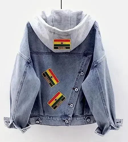 Uijokdef 1 PCS Ghana Flag Patches Iron On or Sew On Embroidered Tactical Military National Ghana Patch - 3