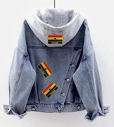 Uijokdef 1 PCS Ghana Flag Patches Iron On or Sew On Embroidered Tactical Military National Ghana Patch - 3