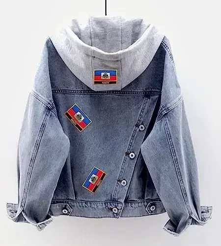 Uijokdef 1 PCS Haiti Flag Patches Iron On or Sew On Embroidered Tactical Military National Haiti Patch - 3