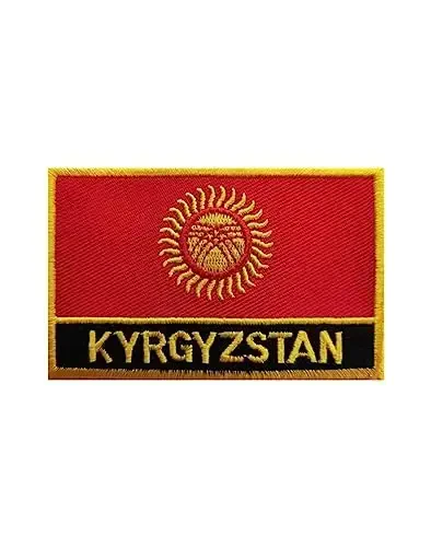 Uijokdef 1 PCS Kyrgyzstan Flag Patches Iron On or Sew On Embroidered Tactical Military National Kyrgyzstan Patch 
