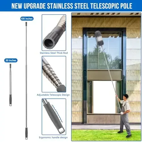 UIMO Microfiber Feather Duster 5-in-1 Kit for Dusting and Cleaning – 30–100