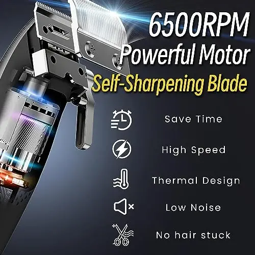 Ukeety Hair Clippers for Men Professional Beard Trimmer Cordless Hair Clippers with LED Display Rechargeable T-Blade Hair Trimmer Hair Cutting Kit for Household Barber Kit - 6