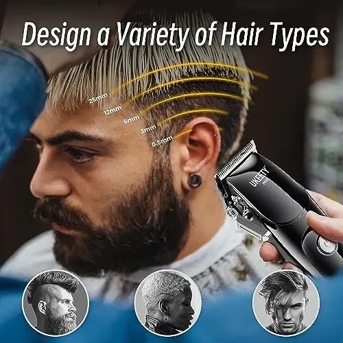 Ukeety Hair Clippers for Men Professional Beard Trimmer Cordless Hair Clippers with LED Display Rechargeable T-Blade Hair Trimmer Hair Cutting Kit for Household Barber Kit - 5