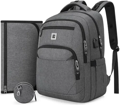UKEIN Diaper Bag Backpack, Multi function Baby Bag with Portable Changing Pad, Pacifier Holder,Diaper Bags with USB Charging Port,Perfect Baby Shower Gifts for Mom, Dad, Newborn - MODAZONE