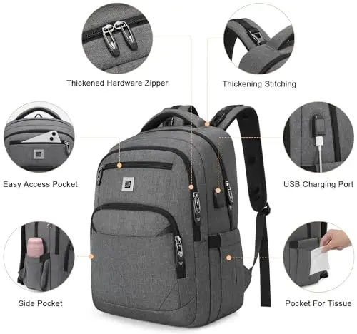 UKEIN Diaper Bag Backpack, Multi function Baby Bag with Portable Changing Pad, Pacifier Holder,Diaper Bags with USB Charging Port,Perfect Baby Shower Gifts for Mom, Dad, Newborn - 3