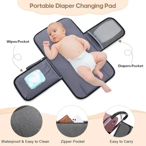 UKEIN Diaper Bag Backpack, Multi function Baby Bag with Portable Changing Pad, Pacifier Holder,Diaper Bags with USB Charging Port,Perfect Baby Shower Gifts for Mom, Dad, Newborn - 6