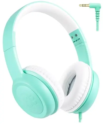 UKELALA C3 Kids Headphones Wired, On-Ear Wired Head Phones for Boys Girls with 3.5mm Jack, Foldable, Adjustable Headband, Child Headphone for School Home Airplane Tablet Teal 
