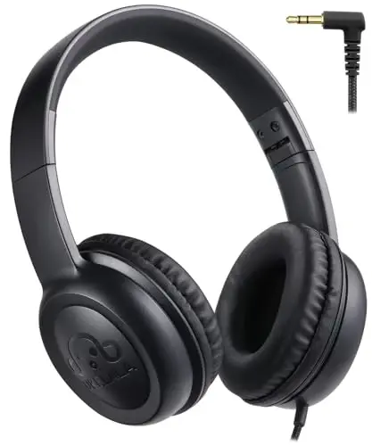 UKELALA C3 Kids Headphones Wired, On-Ear Wired Head Phones for Boys Girls with 3.5mm Jack, Foldable, Adjustable Headband, Child Headphone for School Home Airplane Tablet Black - 1