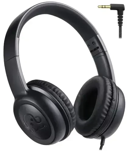 UKELALA C3 Kids Headphones Wired, On-Ear Wired Head Phones for Boys Girls with 3.5mm Jack, Foldable, Adjustable Headband, Child Headphone for School Home Airplane Tablet Black - UKELALA