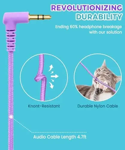 UKELALA C3 Kids Headphones Wired, On-Ear Wired Head Phones for Boys Girls with 3.5mm Jack, Foldable, Adjustable Headband, Child Headphone for School Home Airplane Tablet Purple - 4