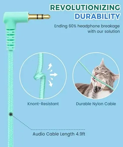 UKELALA C3 Kids Headphones Wired, On-Ear Wired Head Phones for Boys Girls with 3.5mm Jack, Foldable, Adjustable Headband, Child Headphone for School Home Airplane Tablet Teal - 4