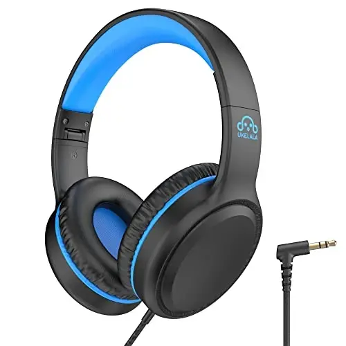 UKELALA On Ear Wired Blue Headphones for Boys Girls Folding Corded Head Phones for Kids Youth Student Children Portable Headphone for School Classroom - UKELALA