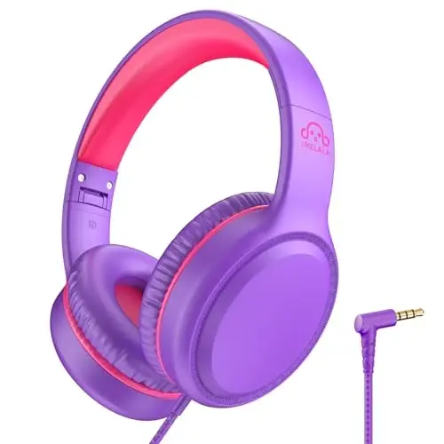 UKELALA Purple Wired Headphones for Boys Portable On Ear Youth Headphones for School Airplane Travel Lightweight Portable Compatible with Pad Computer Laptop for Adults Student Children Girls Kids - 1