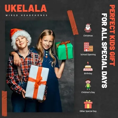 UKELALA Orange Wired Eshitish vositasi O'g'il bolalar uchun maktab, samolyotda sayohat qilish uchun yengil ko'chma quloqchinlar Kompyuter noutbuki bilan mos keladi Kattalar uchun talabalar qizlar bolalar - 7