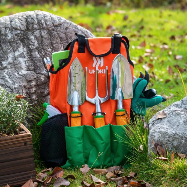 Ukoke 12 Piece Aluminum Garden Tools Set, Gardening Apron with Storage Pocket - UKOKE (1)