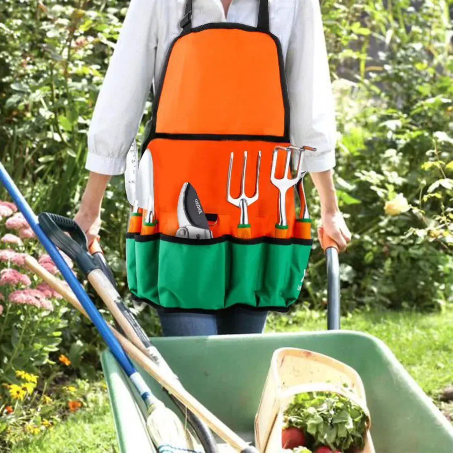 Ukoke 12 Piece Aluminum Garden Tools Set, Gardening Apron with Storage Pocket - 5