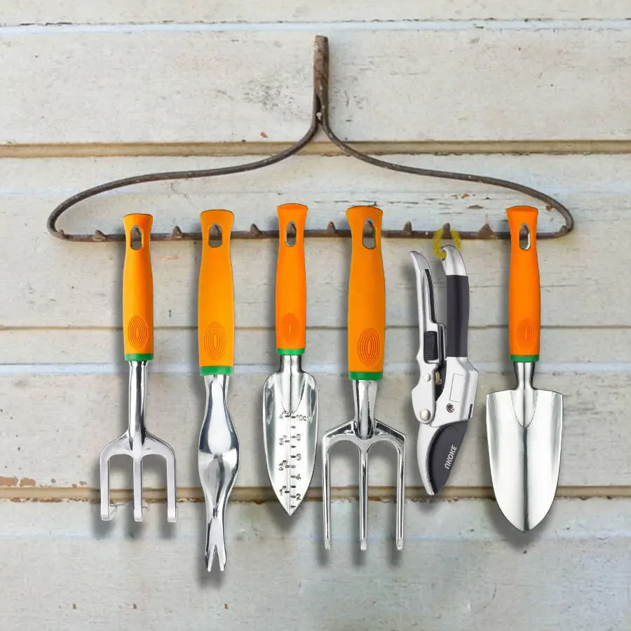 Ukoke 12 Piece Aluminum Garden Tools Set, Gardening Apron with Storage Pocket - 6