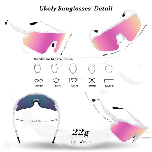 Ukoly Baseball Sunglasses For Men Women,Sports Sunglasses For Baseball Running Cycling UV400 protection TR90 Frame 615 - 2