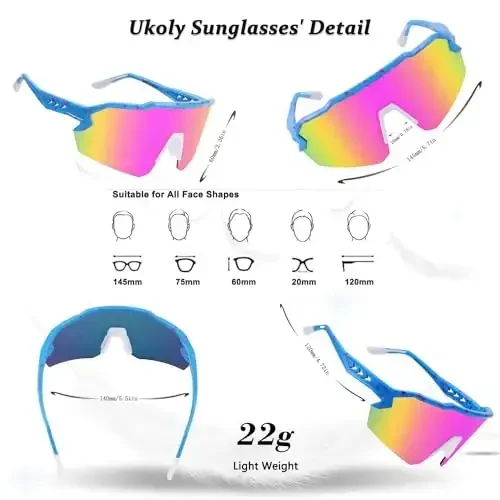 Ukoly Baseball Sunglasses For Men Women,Sports Sunglasses For Baseball Running Cycling UV400 protection TR90 Frame 615 - MODAZONE (1)