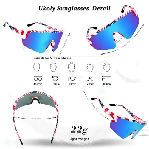 Ukoly Baseball Sunglasses For Men Women,Sports Sunglasses For Baseball Running Cycling UV400 protection TR90 Frame 615 - 2