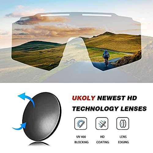 Ukoly Cycling Sunglasses for Men Women with 3 Interchangeable Lenses, Polarized Sports Sunglasses, Baseball Sunglasses - 3