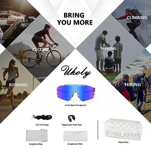 Ukoly Cycling Sunglasses for Men Women with 3 Interchangeable Lenses, Polarized Sports Sunglasses, Baseball Sunglasses - 6