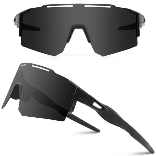 Ukoly Cycling Sunglasses for Men Women with 3 Interchangeable Lenses, Polarized Sports Sunglasses, Baseball Sunglasses 