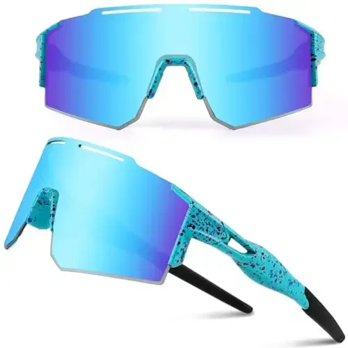 Ukoly Cycling Sunglasses for Men Women with 3 Interchangeable Lenses, Polarized Sports Sunglasses, Baseball Sunglasses - Ukoly