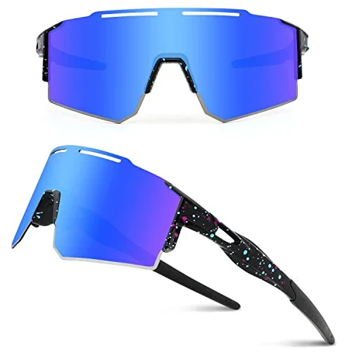 Ukoly Cycling Sunglasses for Men Women with 3 Interchangeable Lenses, Polarized Sports Sunglasses, Baseball Sunglasses 
