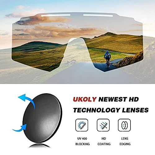 Ukoly Cycling Sunglasses for Men Women with 3 Interchangeable Lenses, Polarized Sports Sunglasses, Baseball Sunglasses - 4