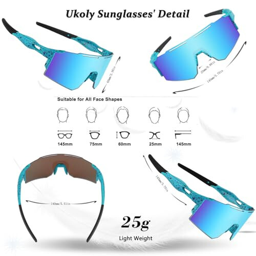 Ukoly Cycling Sunglasses for Men Women with 3 Interchangeable Lenses, Polarized Sports Sunglasses, Baseball Sunglasses - 4