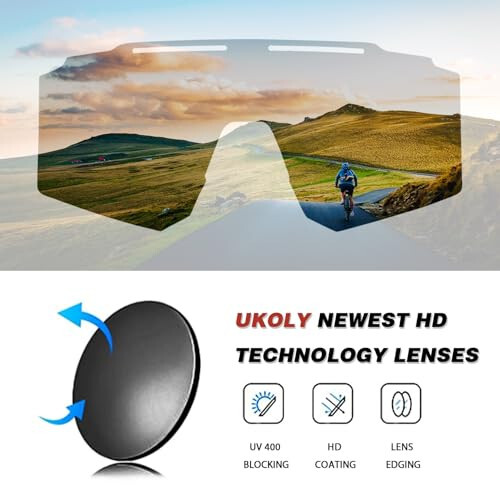 Ukoly Cycling Sunglasses for Men Women with 3 Interchangeable Lenses, Polarized Sports Sunglasses, Baseball Sunglasses - 6