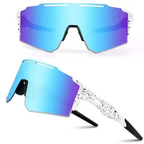 Ukoly Cycling Sunglasses for Men Women with 3 Interchangeable Lenses, Polarized Sports Sunglasses, Baseball Sunglasses - 1