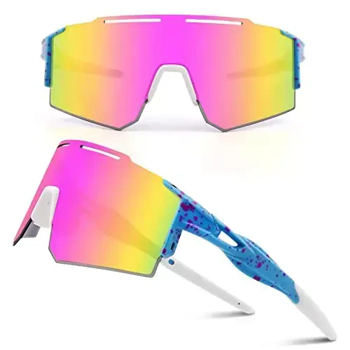 Ukoly Cycling Sunglasses for Men Women with 3 Interchangeable Lenses, Polarized Sports Sunglasses, Baseball Sunglasses - Ukoly