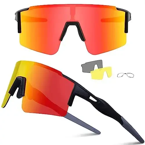 Ukoly Cycling Sunglasses for Men Women with 3 Interchangeable Lenses, Polarized Sports Sunglasses, Baseball Sunglasses - MODAZONE
