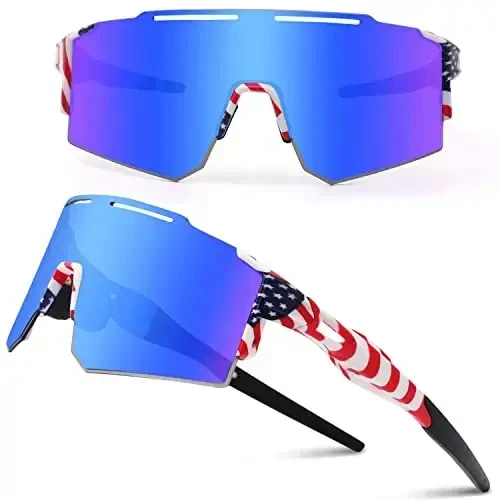 Ukoly Cycling Sunglasses for Men Women with 3 Interchangeable Lenses, Polarized Sports Sunglasses, Baseball Sunglasses 