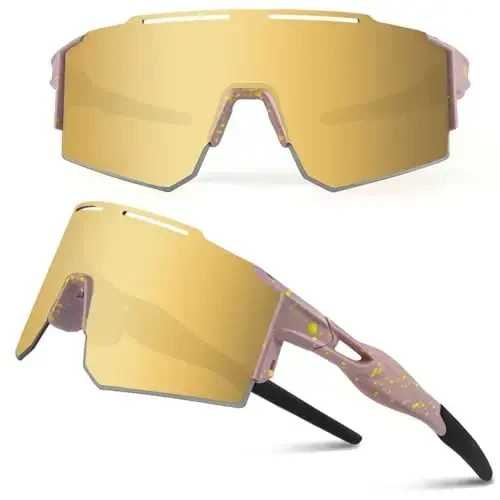 Ukoly Cycling Sunglasses for Men Women with 3 Interchangeable Lenses, Polarized Sports Sunglasses, Baseball Sunglasses 