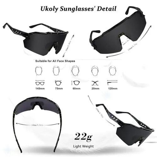 Ukoly Baseball Sunglasses For Men Women,Sports Sunglasses For Baseball Running Cycling UV400 protection TR90 Frame 615 - Modazone (1)