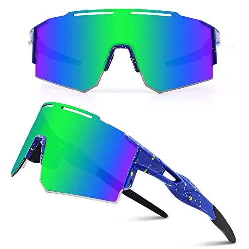 Ukoly Cycling Sunglasses for Men Women with 3 Interchangeable Lenses, Polarized Sports Sunglasses, Baseball Sunglasses 