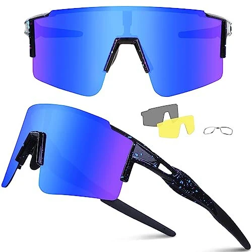 Ukoly Cycling Sunglasses for Men Women with 3 Interchangeable Lenses, Polarized Sports Sunglasses, Baseball Sunglasses - 1