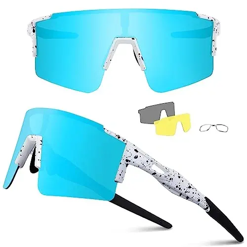 Ukoly Sport Sunglasses for Men and Women,HD PC Lens UV400 Protection | Sun Glasses for Running Cycling Baseball Fishing Golf Hiking,with 1 Lens or 3 Interchangeable Lens - 1