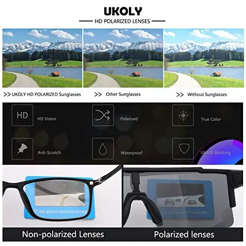 Ukoly Sport Sunglasses for Men and Women,HD PC Lens UV400 Protection | Sun Glasses for Running Cycling Baseball Fishing Golf Hiking,with 1 Lens or 3 Interchangeable Lens - 4