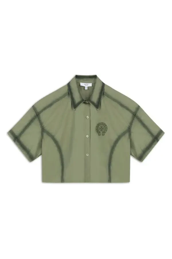 Укороченная блузка с вышивкой - 9